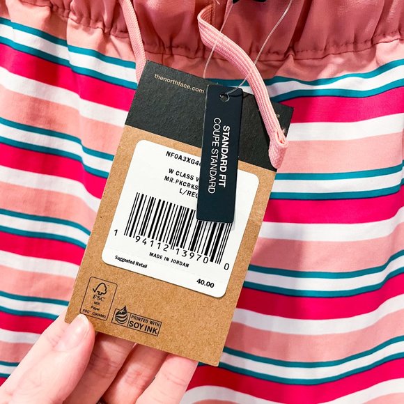NWT - The North Face Women's Striped Athletic Shorts - Pink, Blue, White - Picture 8 of 10